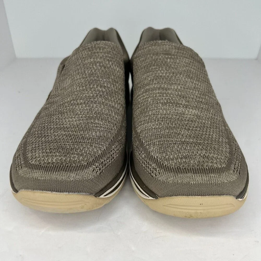 Skechers Mens 65086EWW Taupe Memory Foam Relaxed Fit Size 11.5 Slip-on Sneakers